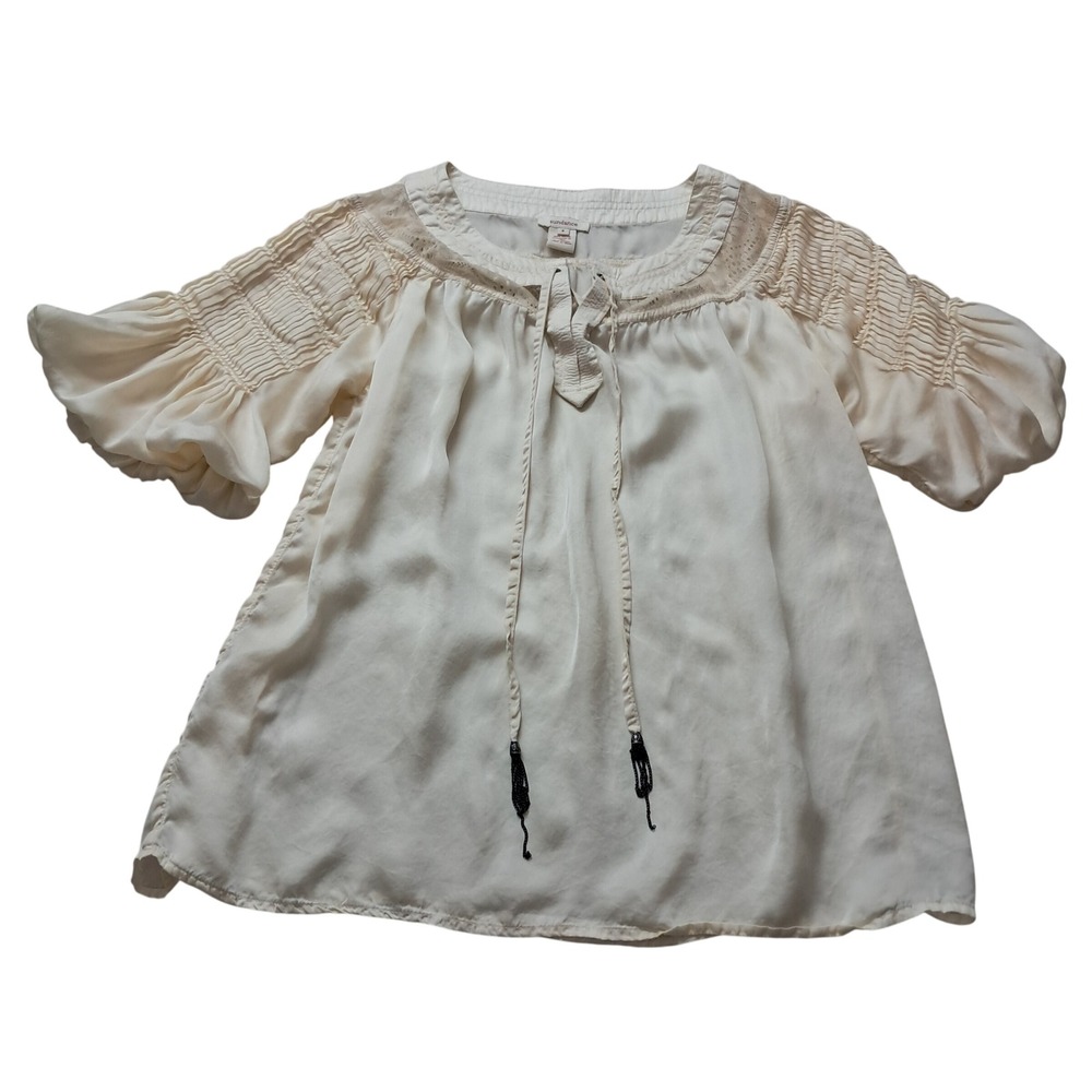 Sundance Top Womens Small Cream Boho Tassel Renaissance Festival Pirate Romantic